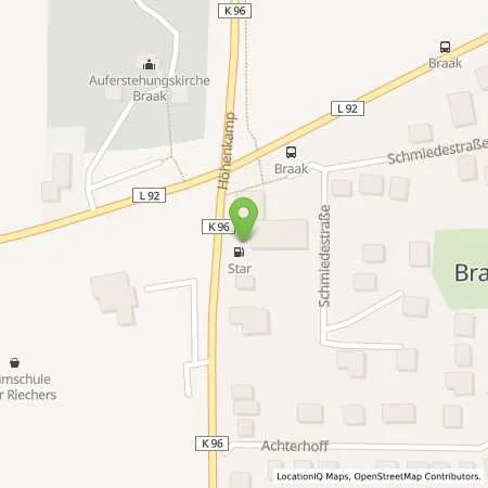 Standortübersicht der Tankstelle Star Tankstelle in 22145 Braak