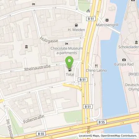 Standortübersicht der Tankstelle TOTAL Station in 50676 Köln