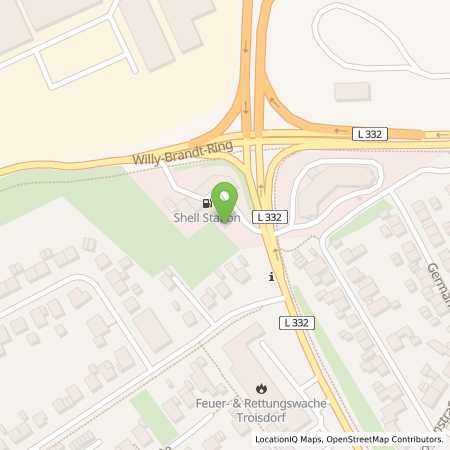 Standortübersicht der Autogas (LPG) Tankstelle: Shell Tankstelle in 53844, Troisdorf