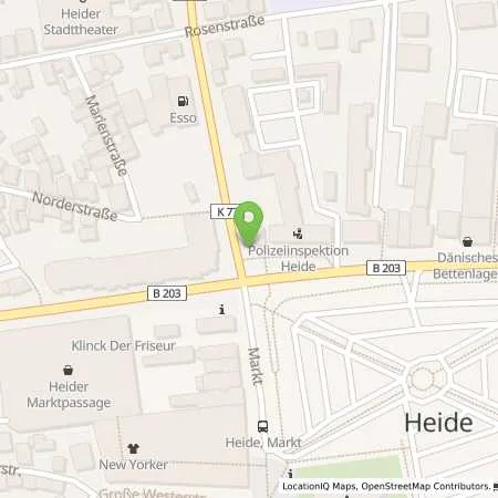 Standortübersicht der Tankstelle ESSO Station Pusch in 25746 Heide