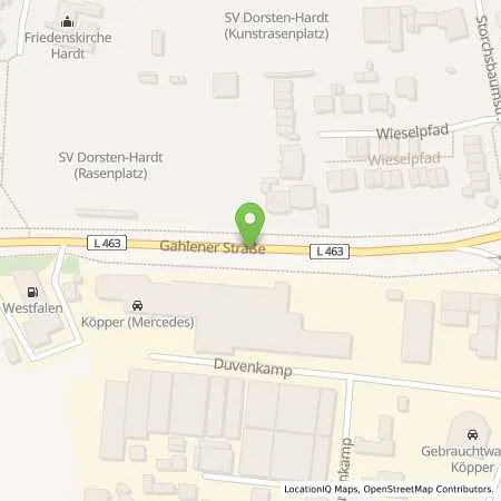 Standortübersicht der Tankstelle Westfalen-Tankstelle in 46282 Dorsten