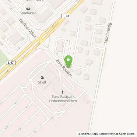 Standortübersicht der Tankstelle AGIP LOMO Autohof Hohenwarsleben in 39326 Hohenwarsleben