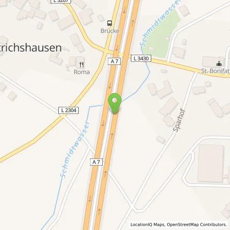 Standortübersicht der Tankstelle Aral Tankstelle, BAT Uttrichshausen Ost in 36148 Kalbach