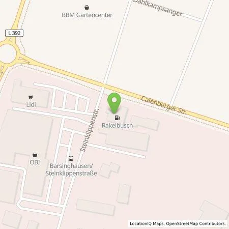 Standortübersicht der Tankstelle Rakelbusch GmbH in 30890 Barsinghausen