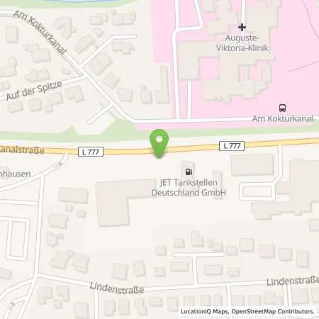 Standortübersicht der Tankstelle JET BAD OEYNHAUSEN KANALSTR. 46 in 32545 BAD OEYNHAUSEN