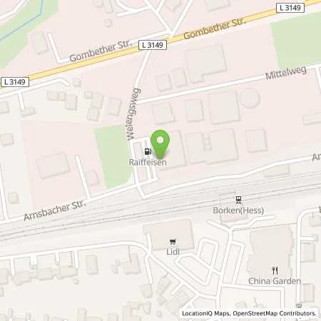 Standortübersicht der Tankstelle Raiffeisen Waren GmbH Borken in 34582 Borken