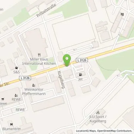 Standortübersicht der Tankstelle JET GIESSEN GRUENBERGER STR. 124 in 35394 GIESSEN