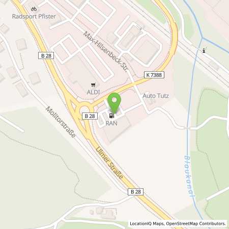 Standortübersicht der Benzin-Super-Diesel Tankstelle: RAN Station in 89134, Blaustein