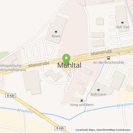 Standortübersicht der Tankstelle Mühltal, Rheinstr. 32 in 64367 Mühltal