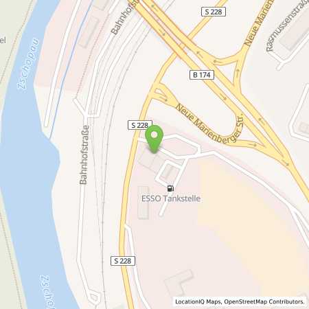 Standortübersicht der Benzin-Super-Diesel Tankstelle: Esso Tankstelle in 09405, ZSCHOPAU