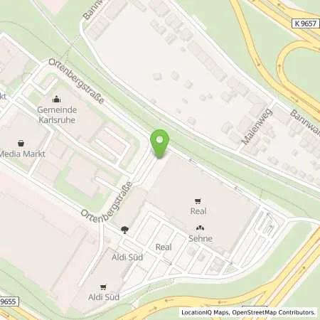 Standortübersicht der Tankstelle Supermarkt-Tankstelle KARLSRUHE ORTENBERGSTR. 8 in 76135 KARLSRUHE