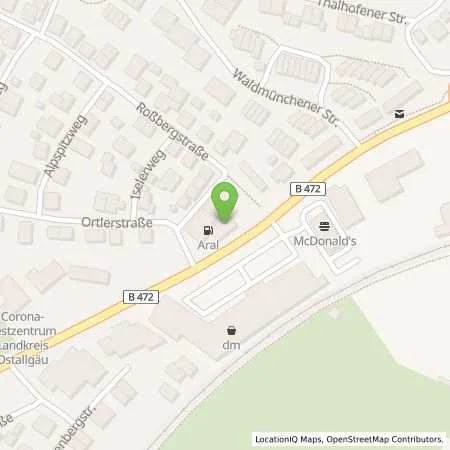 Standortübersicht der Tankstelle Aral Tankstelle in 87616 Marktoberdorf (Thalho)