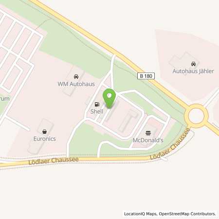 Standortübersicht der Benzin-Super-Diesel Tankstelle: Shell Loedla Loedlaer Chaussee 4 in 04617, Loedla