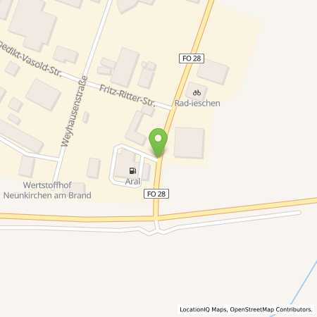 Standortübersicht der Benzin-Super-Diesel Tankstelle: Aral Tankstelle in 91077, Neunkirchen am Brand