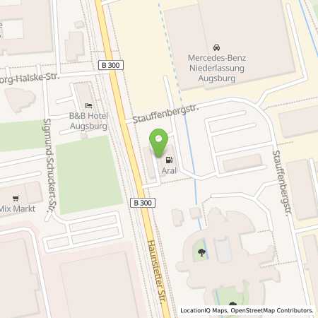 Standortübersicht der Benzin-Super-Diesel Tankstelle: Aral Tankstelle in 86161, Augsburg