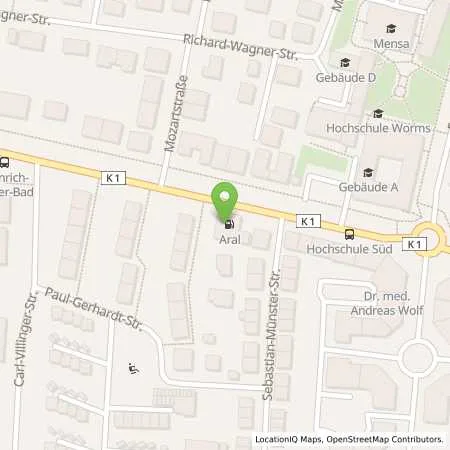 Standortübersicht der Tankstelle Aral Tankstelle in 67549 Worms