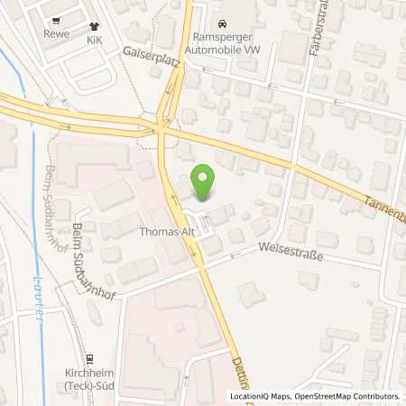 Standortübersicht der Tankstelle JET KIRCHHEIM DETTINGER STR. 87 in 73230 KIRCHHEIM