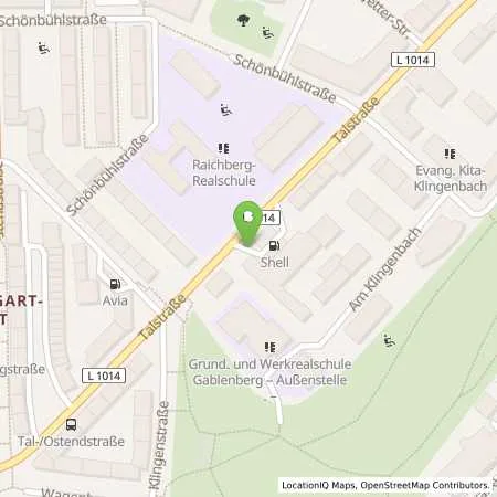 Standortübersicht der Tankstelle Shell Stuttgart Talstr. 28 in 70188 Stuttgart