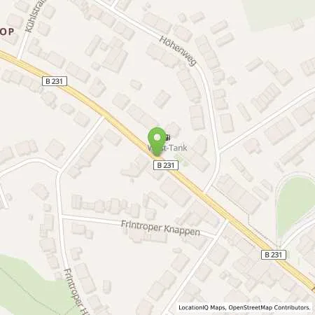 Standortübersicht der Tankstelle West-Tank Essen Frintroper Str. 462 in 45359 Essen