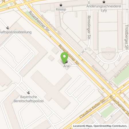 Standortübersicht der Benzin-Super-Diesel Tankstelle: Aral Tankstelle in 81669, München