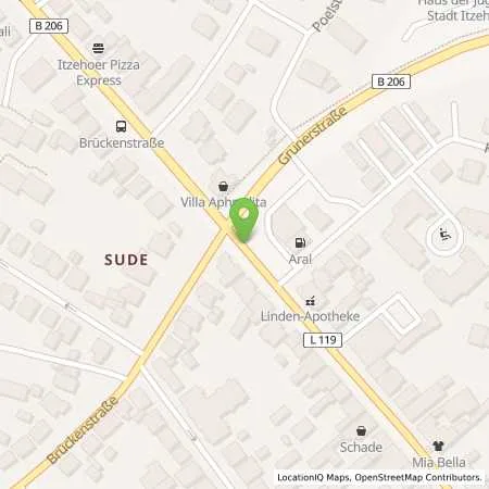 Standortübersicht der Tankstelle Aral Tankstelle in 25524 Itzehoe