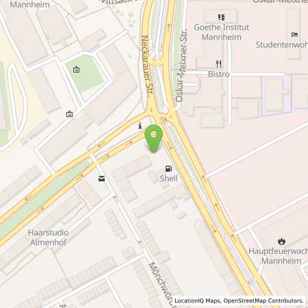 Standortübersicht der Benzin-Super-Diesel Tankstelle: Shell Mannheim Neckarauer Str. 245 in 68199, Mannheim