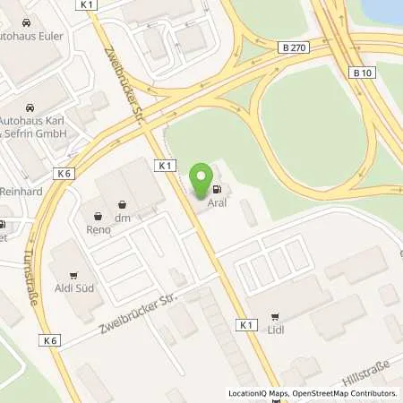 Standortübersicht der Tankstelle Aral Tankstelle in 66954 Pirmasens
