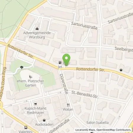 Standortübersicht der Tankstelle JET WUERZBURG ROTTENDORFER STR. 5 in 97072 WUERZBURG
