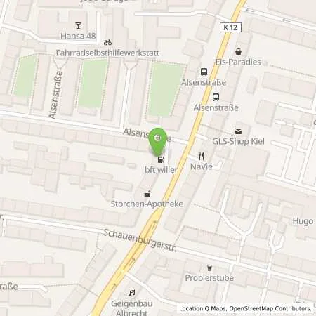Standortübersicht der Tankstelle bft-willer Station 140 in 24118 Kiel