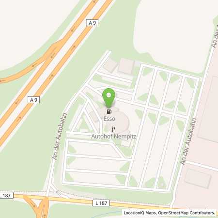 Standortübersicht der Benzin-Super-Diesel Tankstelle: Esso Tankstelle in 06231, NEMPITZ / BAD DUERRENBERG