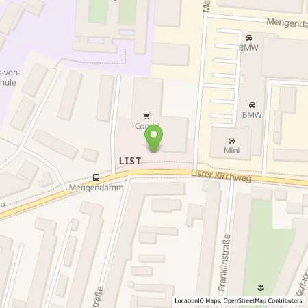 Standortübersicht der Tankstelle JET HANNOVER LISTER KIRCHWEG 75-79 in 30163 HANNOVER