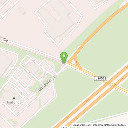 Standortübersicht der Benzin-Super-Diesel Tankstelle: Aral Tankstelle in 07629, Hermsdorf