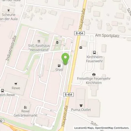 Standortübersicht der Tankstelle Shell Kirchheim Hauptstr. 1 in 36275 Kirchheim