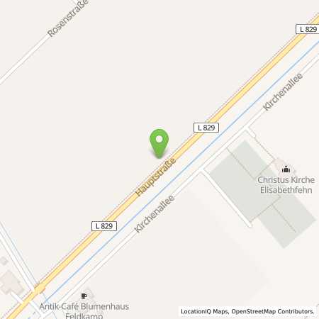 Standortübersicht der Benzin-Super-Diesel Tankstelle: BFT-Elisabethfehn in 26676, Elisabethfehn