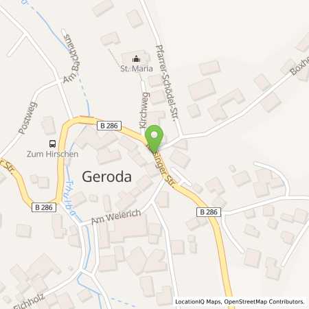Standortübersicht der Benzin-Super-Diesel Tankstelle: 24-Stunden Tankstelle Sellner in 97779, Geroda