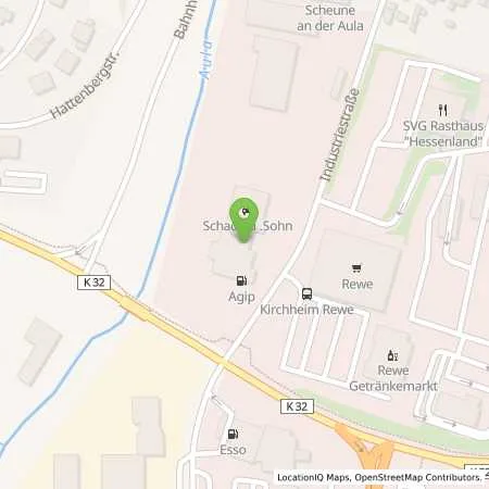 Standortübersicht der Tankstelle Agip Autohof Kirchheim in 36275 Kirchheim