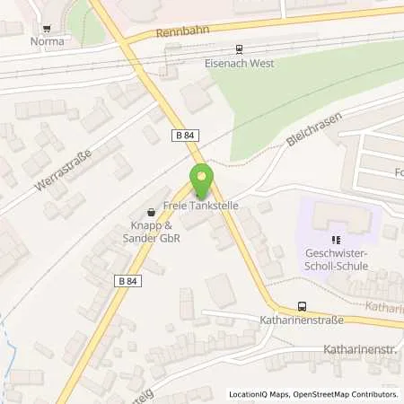 Standortübersicht der Tankstelle Markenfreie TS Eisenach in 99817 Eisenach