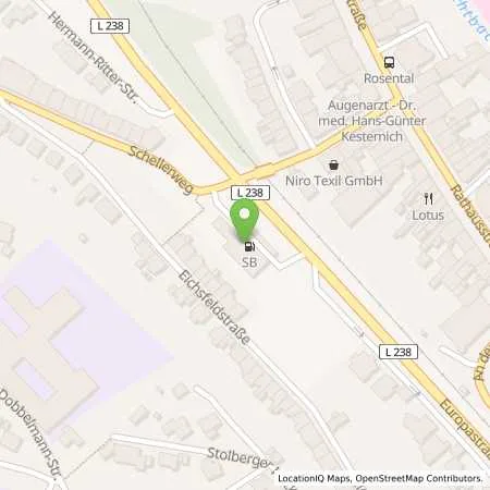 Standortübersicht der Tankstelle SB Stolberg Europastr. 1 in 52222 Stolberg