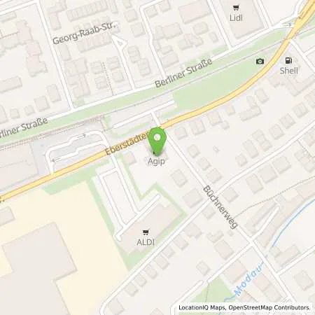 Standortübersicht der Tankstelle PFUNGSTADT - EBERSTAEDTER STRASSE 1 in 64319 Pfungstadt