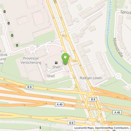 Standortübersicht der Benzin-Super-Diesel Tankstelle: Shell Duesseldorf Koelner Landstr. 73 in 40591, Duesseldorf