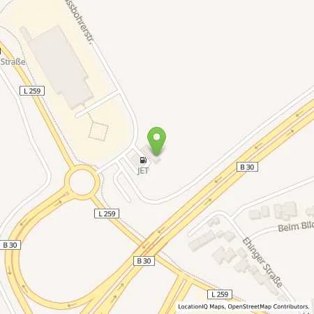 Standortübersicht der Tankstelle JET LAUPHEIM KAESSBOHRERSTR. 2 in 88471 LAUPHEIM