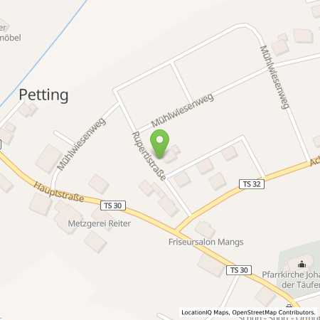 Standortübersicht der Benzin-Super-Diesel Tankstelle: Raiffeisen Waren GmbH Oberbayern Südost - Lagerhaus Petting in 83367, Petting