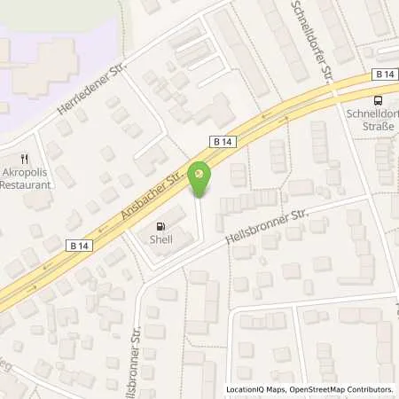 Standortübersicht der Tankstelle Shell Nuernberg Ansbacher Str. 105 in 90449 Nuernberg