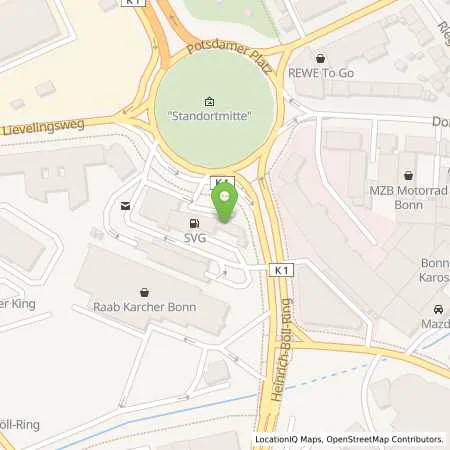 Standortübersicht der Tankstelle SVG Tankstelle Bonn Potsdamer Platz in 53119 Bonn