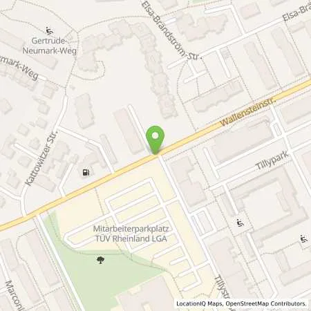 Standortübersicht der Tankstelle NUERNBERG - WALLENSTEINSTRASSE 90 in 90431 Nuernberg