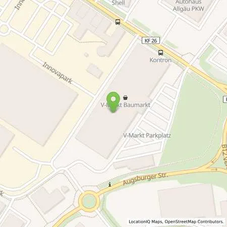 Standortübersicht der Tankstelle V-Baumarkt Kaufbeuren in 87600 Kaufbeuren