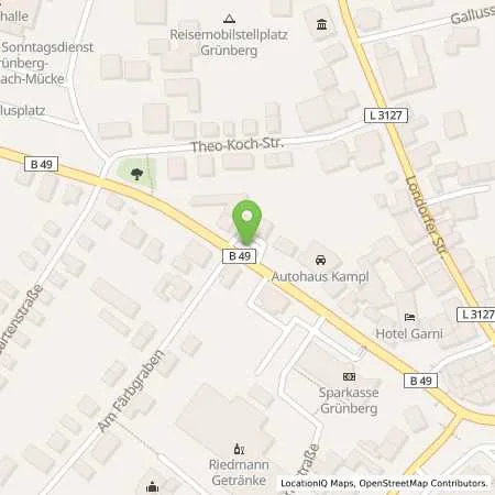 Standortübersicht der Tankstelle JET GRUENBERG GIESSENER STR. 17-19 in 35305 GRUENBERG