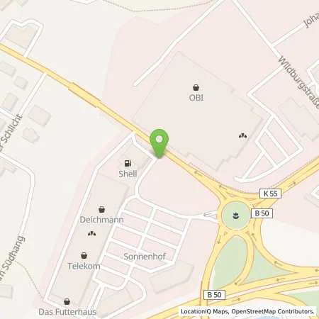 Standortübersicht der Tankstelle Shell Simmern Bingener Str. in 55469 Simmern