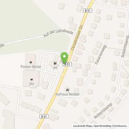 Standortübersicht der Tankstelle JET BAD IBURG OSNABRUECKER STR. 31 in 49186 BAD IBURG