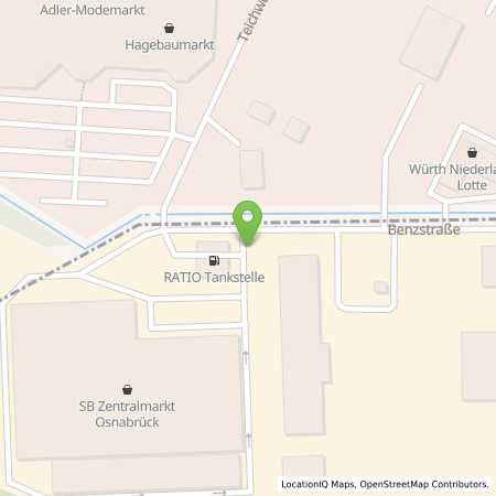 Standortübersicht der Benzin-Super-Diesel Tankstelle: Ratio Osnabrück Atter in 49076, Osnabrück